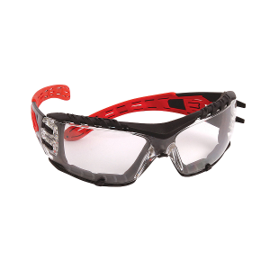 Volcano Plus™ Rimless Safety Glasses with Red Temples - Foam lined